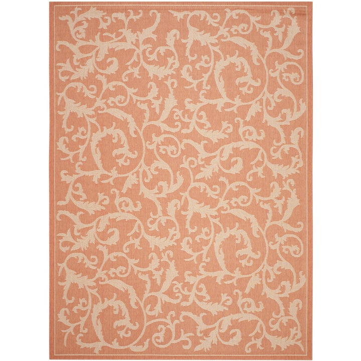 SAFAVIEH Outdoor CY2653-3202 Courtyard Terracotta / Natural Rug Image 1