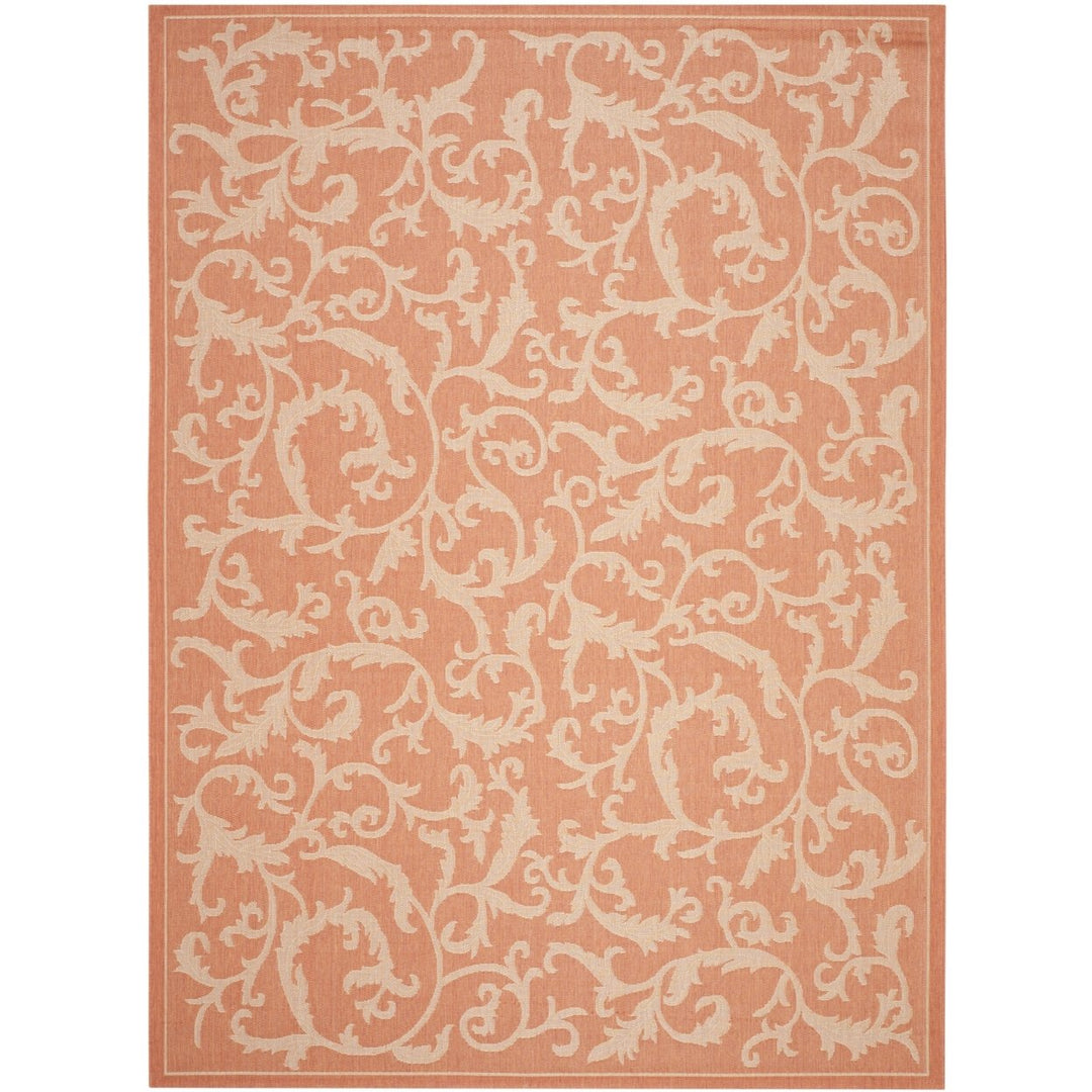 SAFAVIEH Outdoor CY2653-3202 Courtyard Terracotta / Natural Rug Image 1