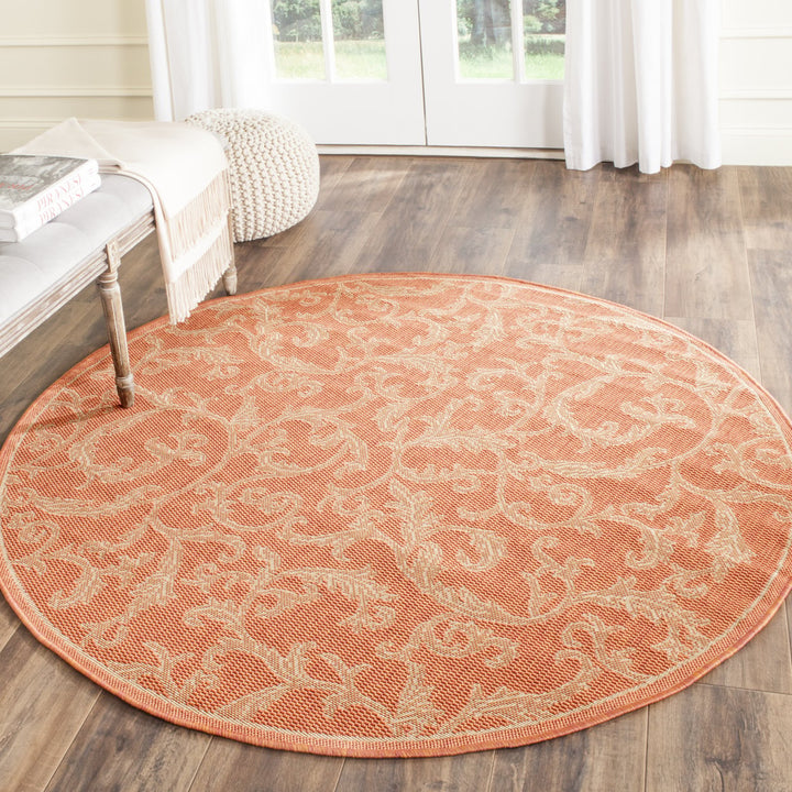 SAFAVIEH Outdoor CY2653-3202 Courtyard Terracotta / Natural Rug Image 12