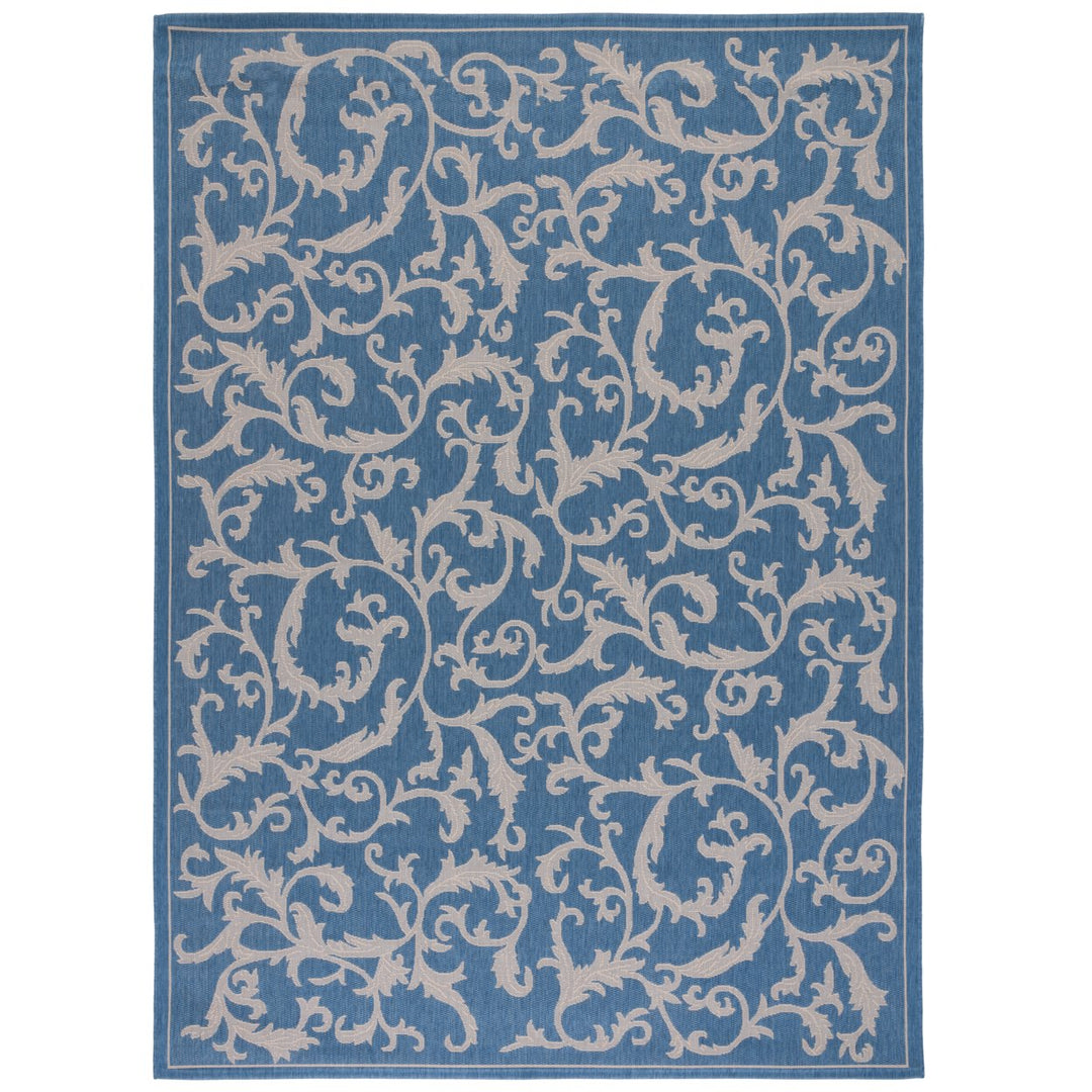 SAFAVIEH Outdoor CY2653-3103 Courtyard Blue / Natural Rug Image 1