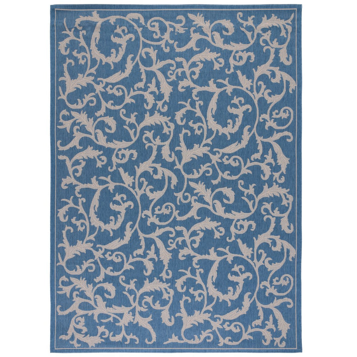 SAFAVIEH Outdoor CY2653-3103 Courtyard Blue / Natural Rug Image 1