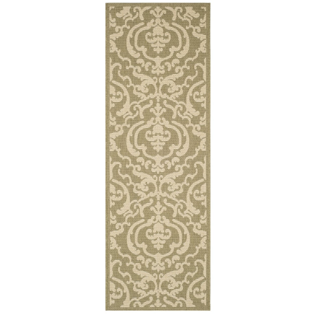 SAFAVIEH Outdoor CY2663-1E06 Courtyard Olive / Natural Rug Image 1