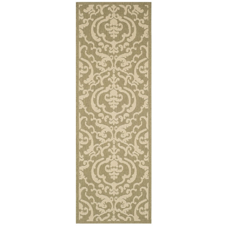 SAFAVIEH Outdoor CY2663-1E06 Courtyard Olive / Natural Rug Image 1