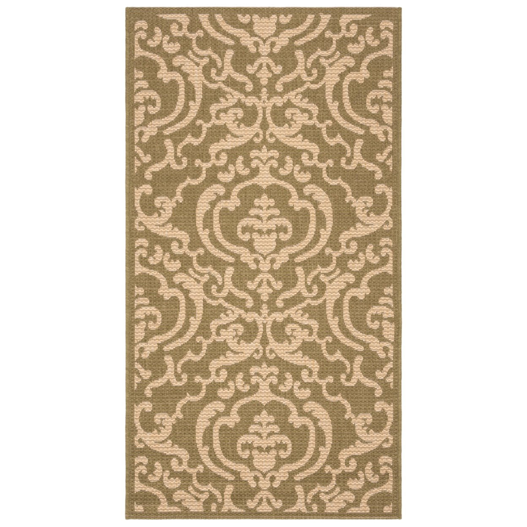 SAFAVIEH Outdoor CY2663-1E06 Courtyard Olive / Natural Rug Image 1