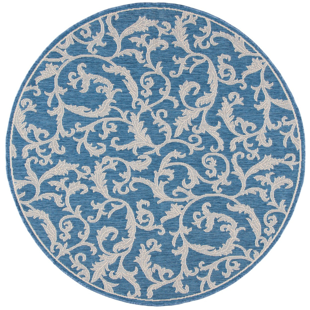 SAFAVIEH Outdoor CY2653-3103 Courtyard Blue / Natural Rug Image 5