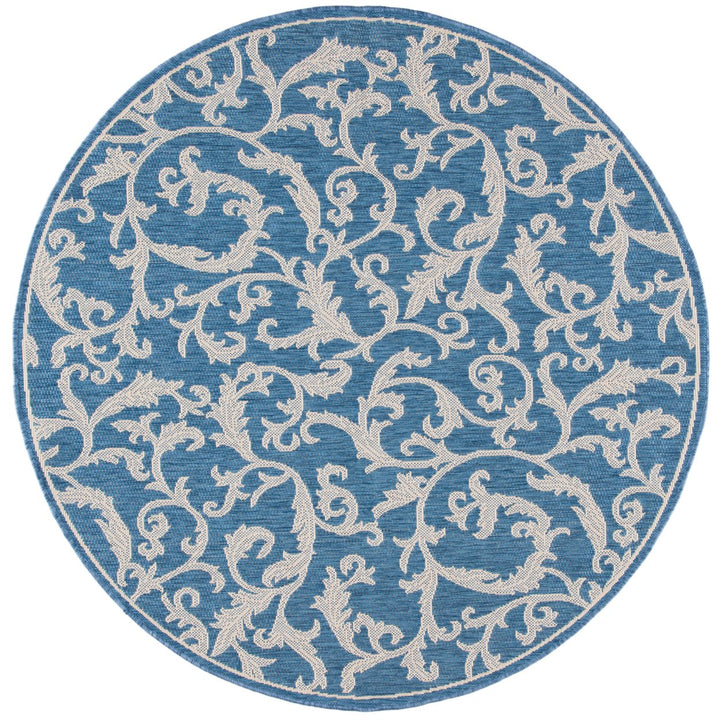 SAFAVIEH Outdoor CY2653-3103 Courtyard Blue / Natural Rug Image 1