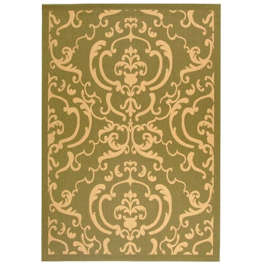 SAFAVIEH Outdoor CY2663-1E06 Courtyard Olive / Natural Rug Image 1