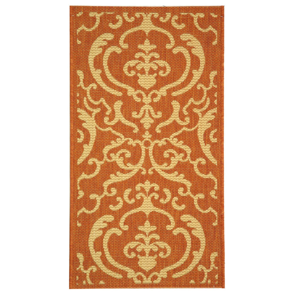 SAFAVIEH Outdoor CY2663-3202 Courtyard Terracotta / Natural Rug Image 2