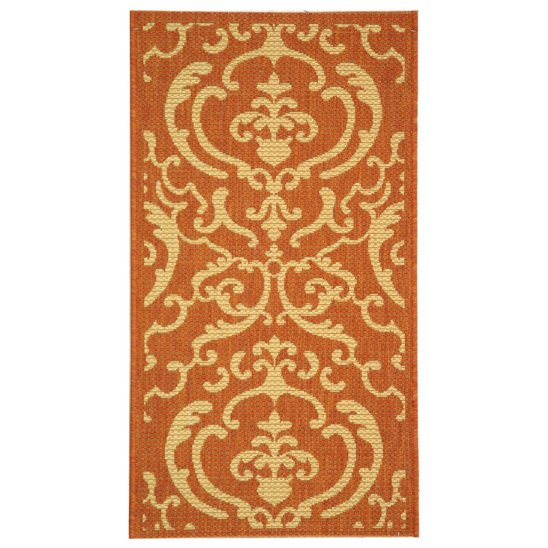 SAFAVIEH Outdoor CY2663-3202 Courtyard Terracotta / Natural Rug Image 1