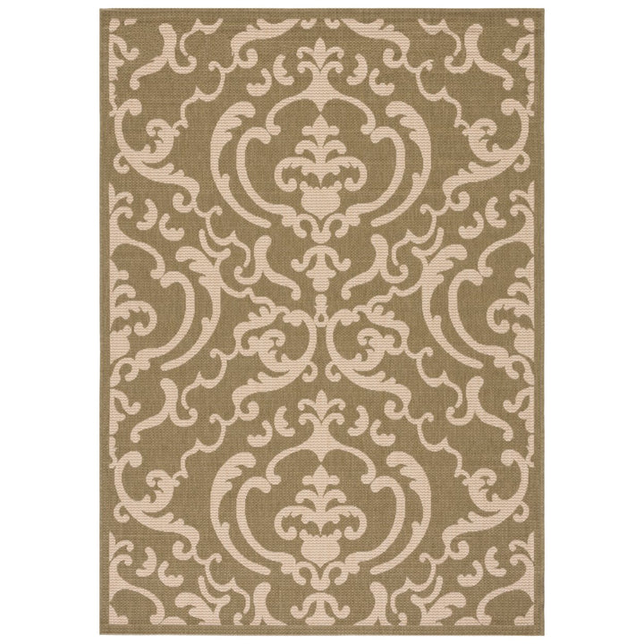 SAFAVIEH Outdoor CY2663-1E06 Courtyard Olive / Natural Rug Image 1