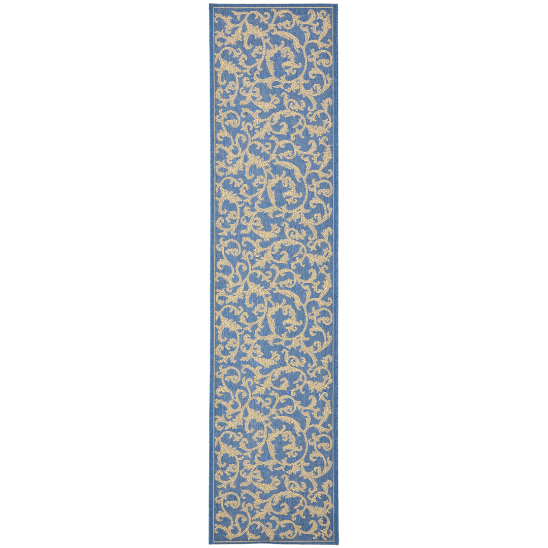 SAFAVIEH Outdoor CY2653-3103 Courtyard Blue / Natural Rug Image 6