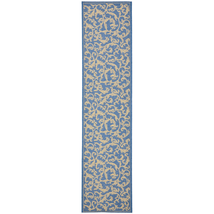SAFAVIEH Outdoor CY2653-3103 Courtyard Blue / Natural Rug Image 6