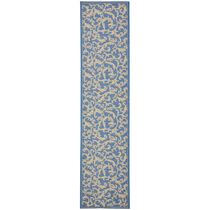 SAFAVIEH Outdoor CY2653-3103 Courtyard Blue / Natural Rug Image 1