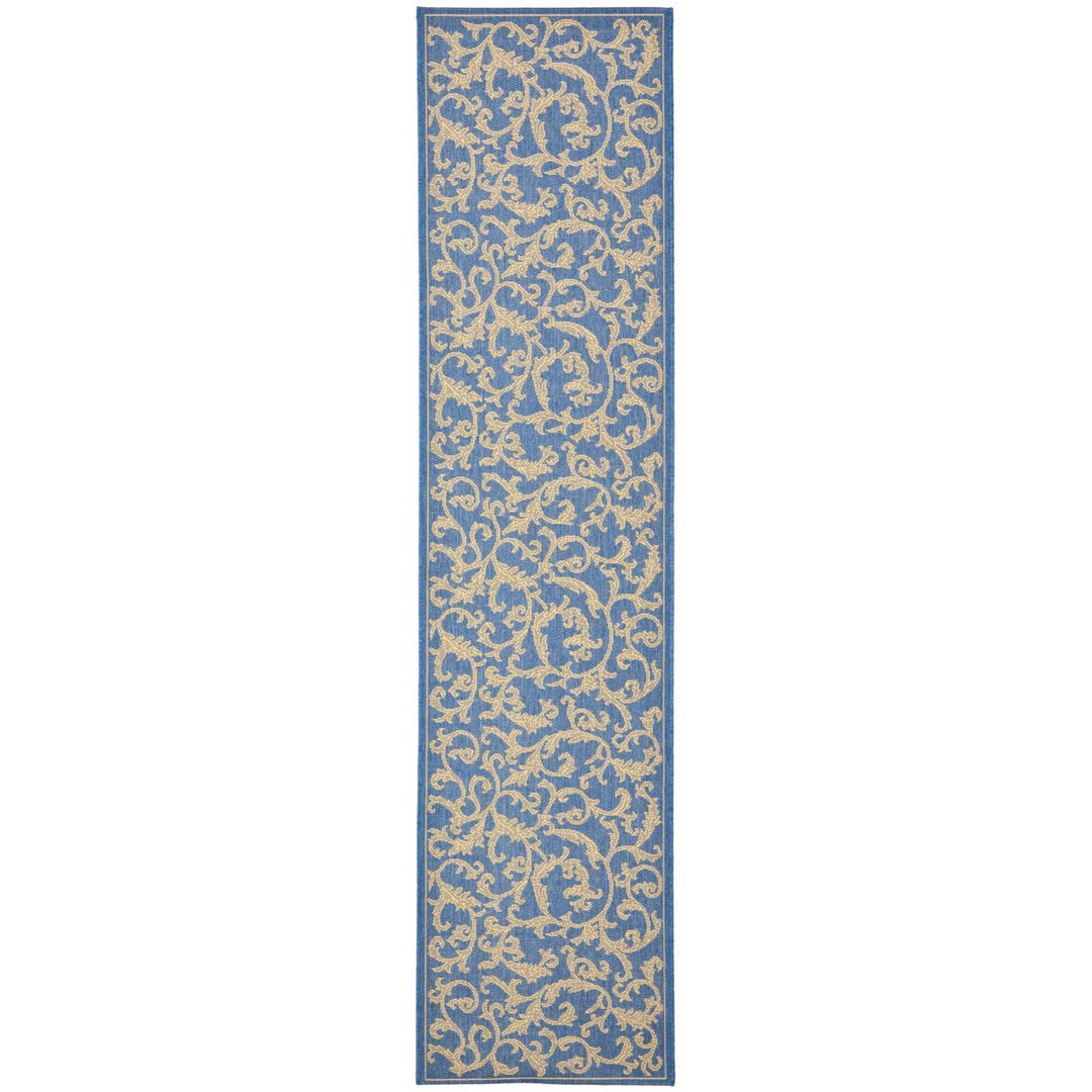 SAFAVIEH Outdoor CY2653-3103 Courtyard Blue / Natural Rug Image 1