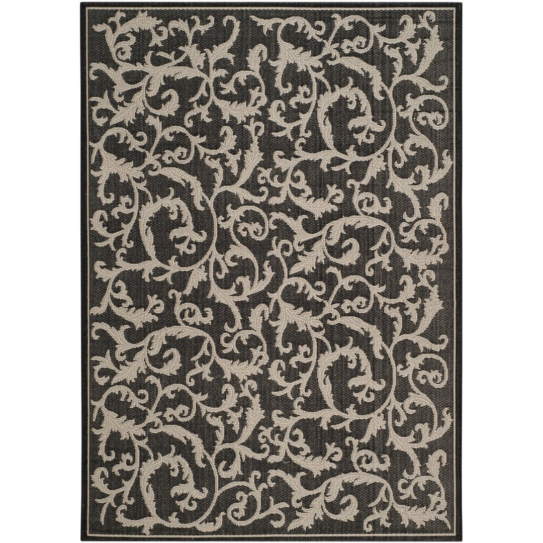 SAFAVIEH Indoor Outdoor CY2653-3908 Courtyard Black / Sand Rug Image 1