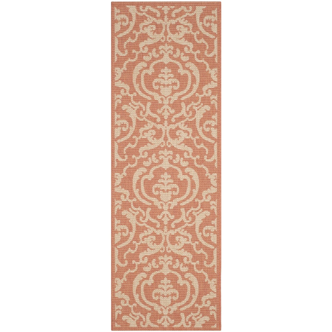 SAFAVIEH Outdoor CY2663-3202 Courtyard Terracotta / Natural Rug Image 3