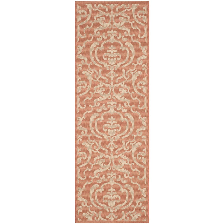 SAFAVIEH Outdoor CY2663-3202 Courtyard Terracotta / Natural Rug Image 3