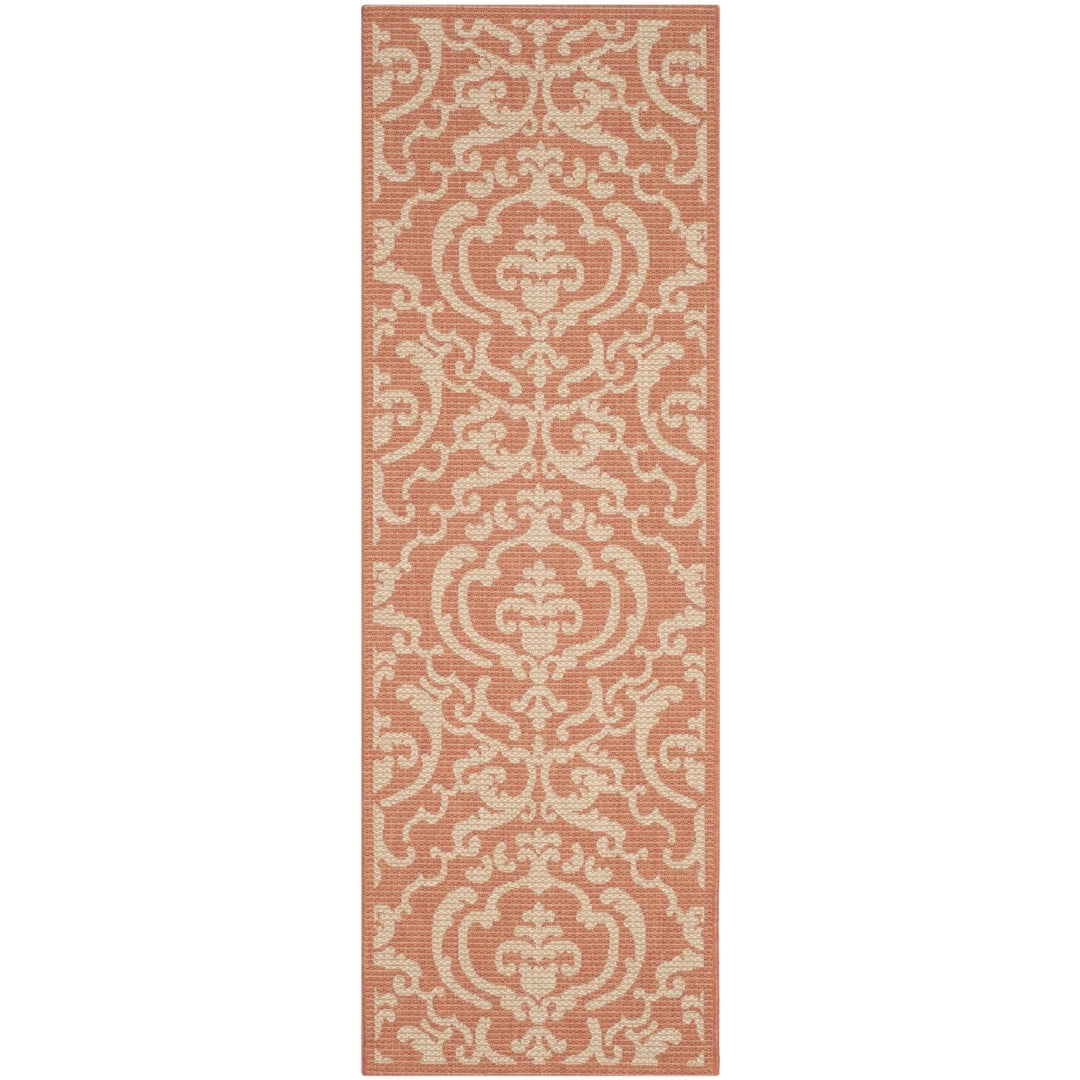 SAFAVIEH Outdoor CY2663-3202 Courtyard Terracotta / Natural Rug Image 1