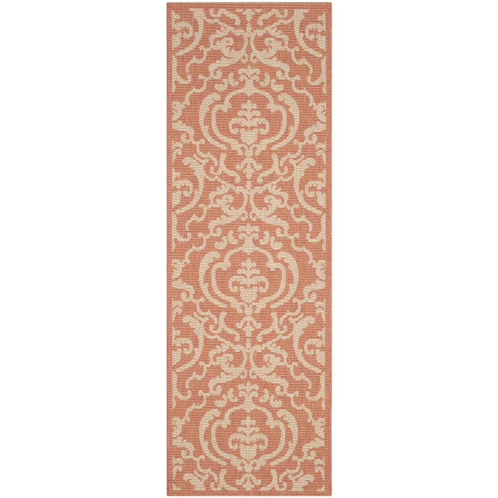 SAFAVIEH Outdoor CY2663-3202 Courtyard Terracotta / Natural Rug Image 1