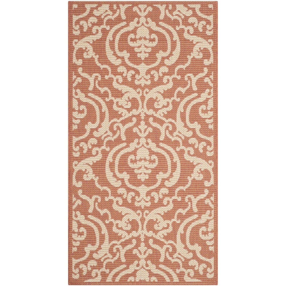 SAFAVIEH Outdoor CY2663-3202 Courtyard Terracotta / Natural Rug Image 4