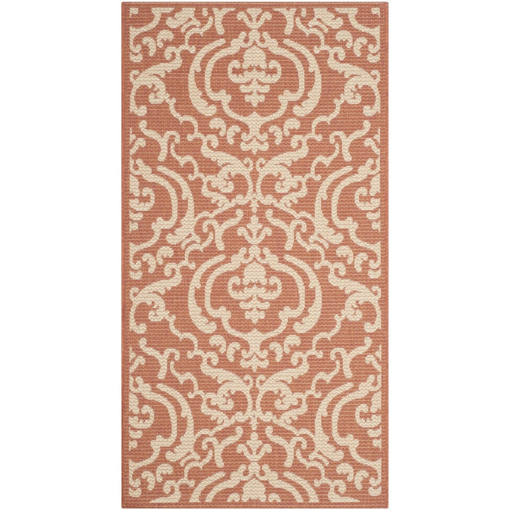 SAFAVIEH Outdoor CY2663-3202 Courtyard Terracotta / Natural Rug Image 4