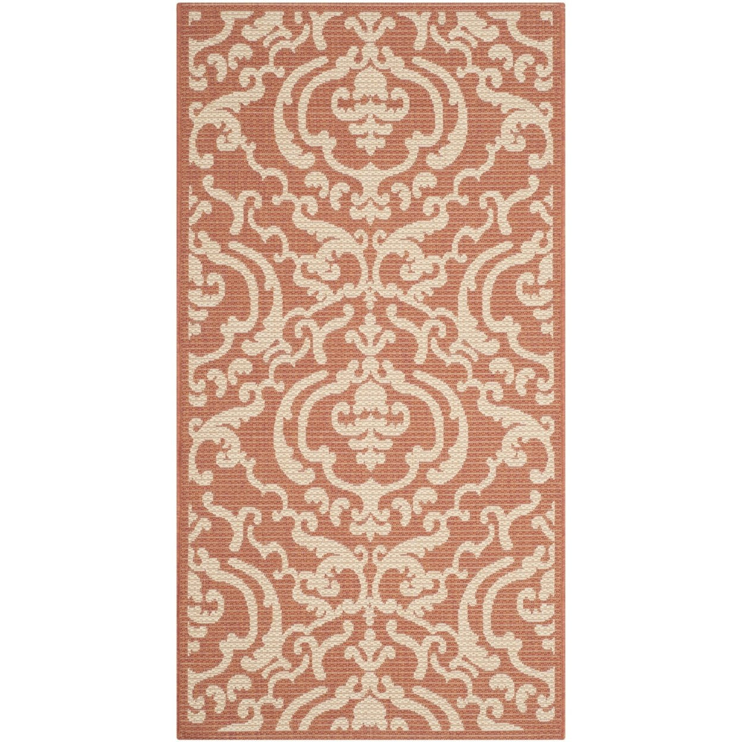 SAFAVIEH Outdoor CY2663-3202 Courtyard Terracotta / Natural Rug Image 1