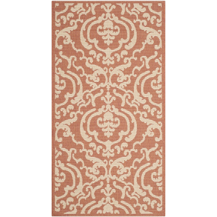 SAFAVIEH Outdoor CY2663-3202 Courtyard Terracotta / Natural Rug Image 1