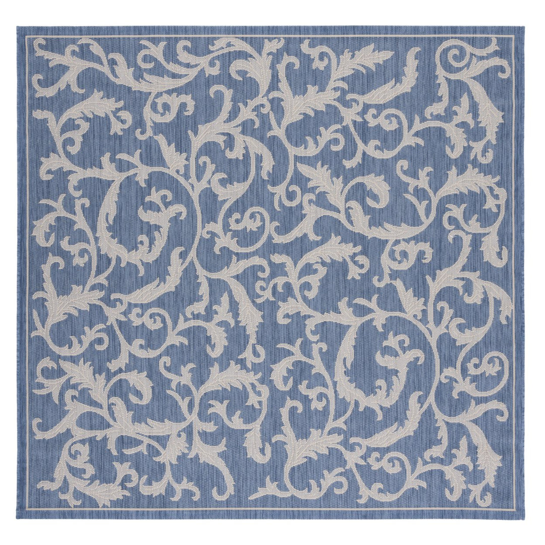 SAFAVIEH Outdoor CY2653-3103 Courtyard Blue / Natural Rug Image 7