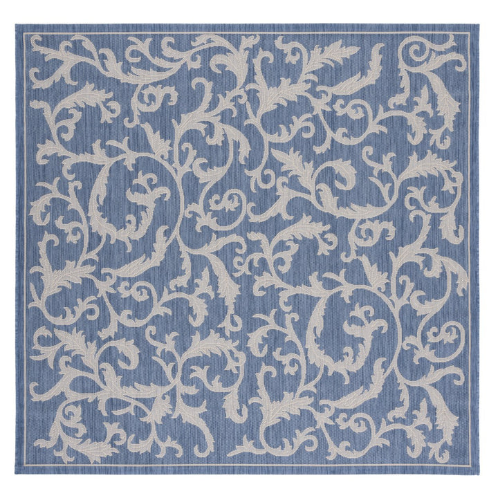 SAFAVIEH Outdoor CY2653-3103 Courtyard Blue / Natural Rug Image 1