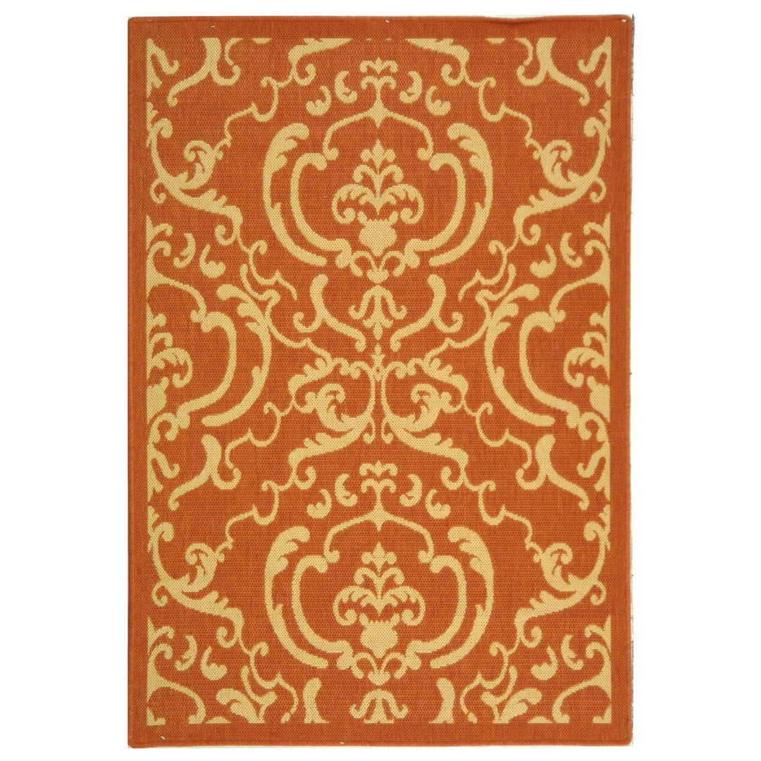 SAFAVIEH Outdoor CY2663-3202 Courtyard Terracotta / Natural Rug Image 1