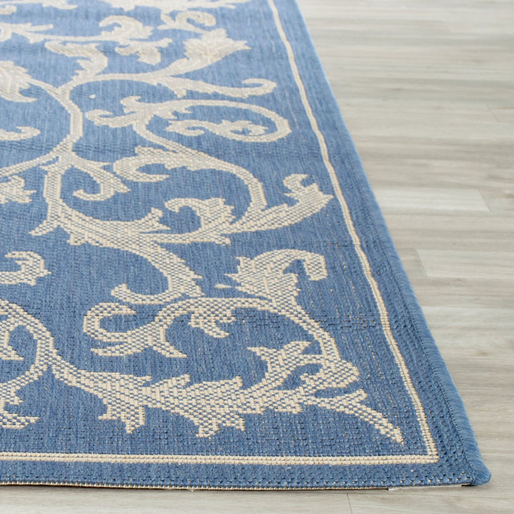 SAFAVIEH Outdoor CY2653-3103 Courtyard Blue / Natural Rug Image 8