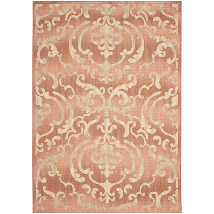SAFAVIEH Outdoor CY2663-3202 Courtyard Terracotta / Natural Rug Image 6