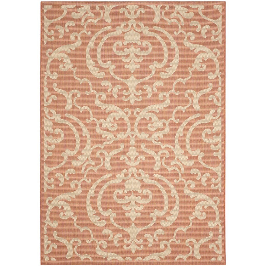 SAFAVIEH Outdoor CY2663-3202 Courtyard Terracotta / Natural Rug Image 1