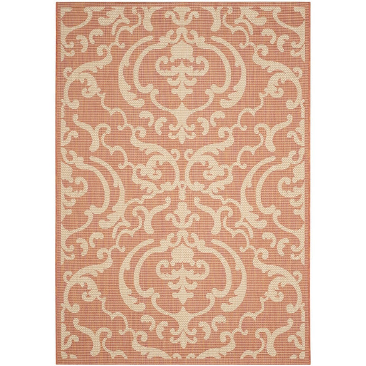 SAFAVIEH Outdoor CY2663-3202 Courtyard Terracotta / Natural Rug Image 1