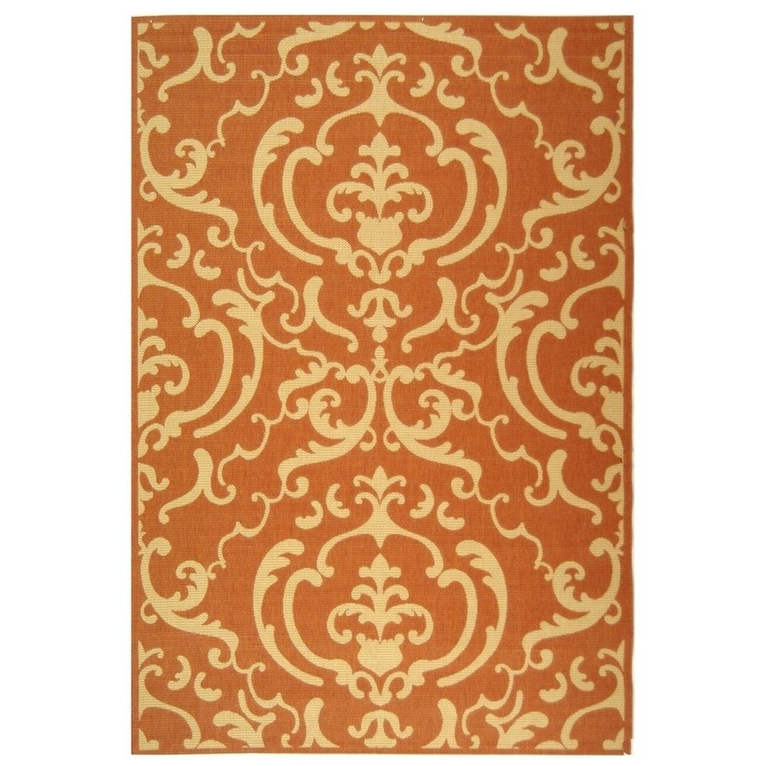 SAFAVIEH Outdoor CY2663-3202 Courtyard Terracotta / Natural Rug Image 1