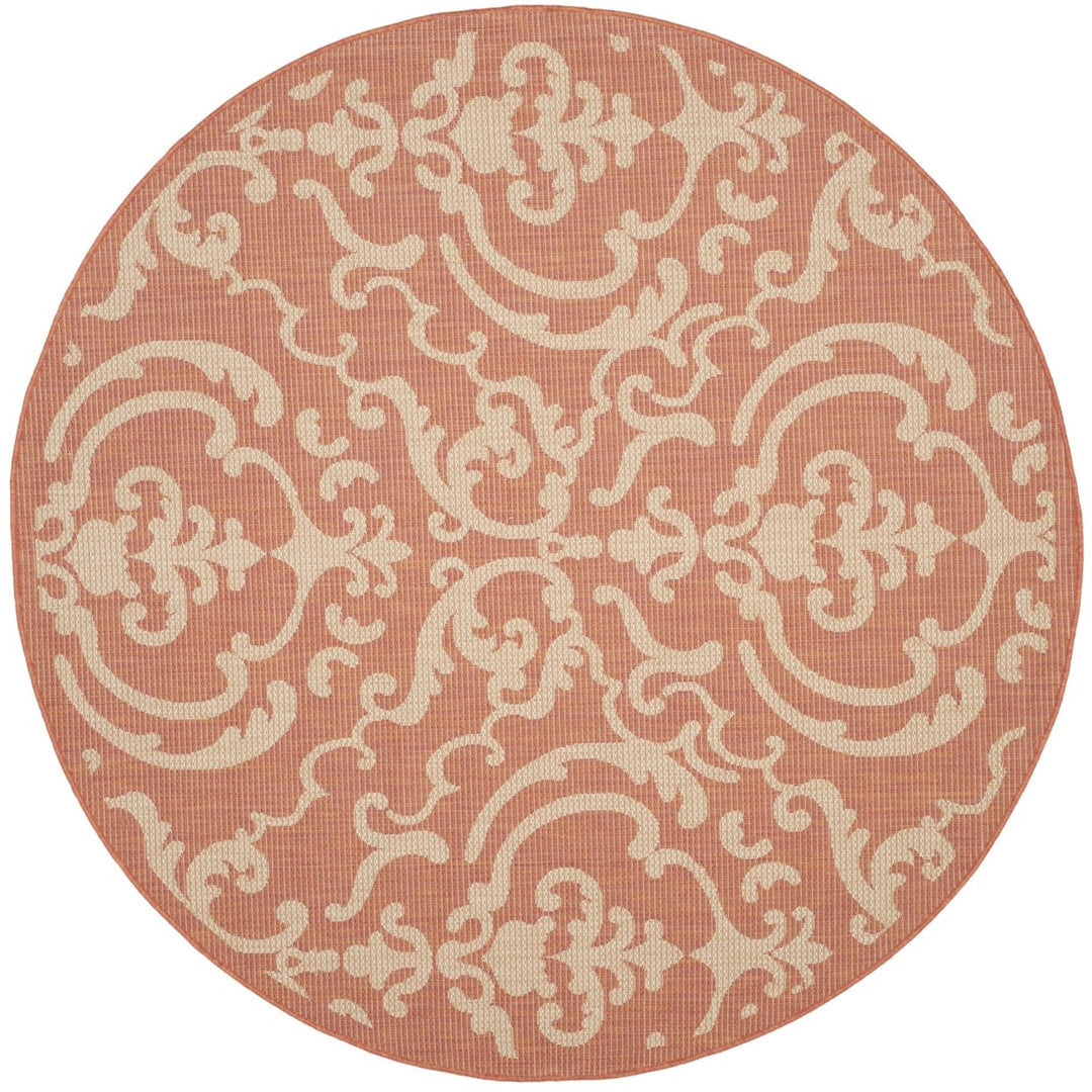 SAFAVIEH Outdoor CY2663-3202 Courtyard Terracotta / Natural Rug Image 9