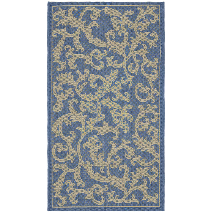 SAFAVIEH Outdoor CY2653-3103 Courtyard Blue / Natural Rug Image 10
