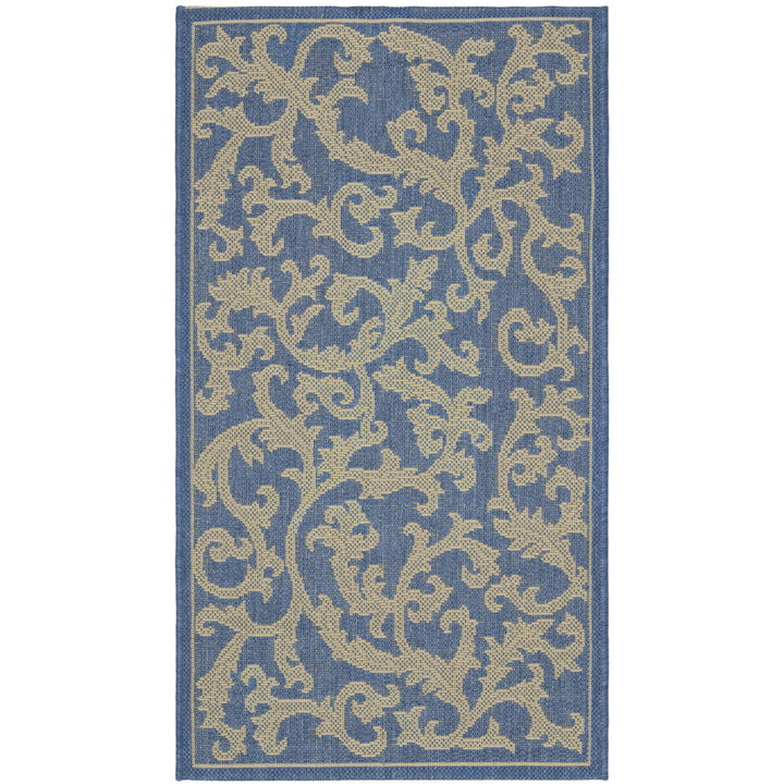 SAFAVIEH Outdoor CY2653-3103 Courtyard Blue / Natural Rug Image 1