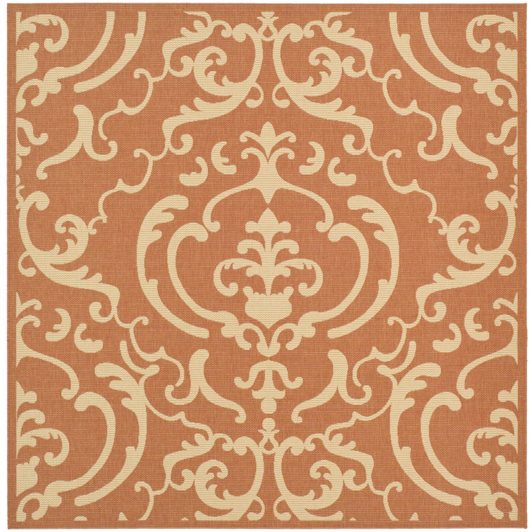 SAFAVIEH Outdoor CY2663-3202 Courtyard Terracotta / Natural Rug Image 10