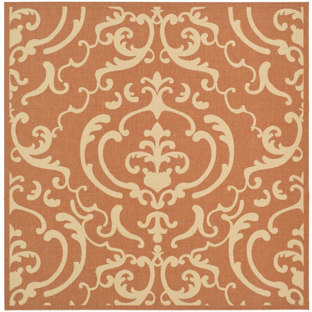 SAFAVIEH Outdoor CY2663-3202 Courtyard Terracotta / Natural Rug Image 1