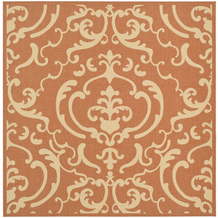 SAFAVIEH Outdoor CY2663-3202 Courtyard Terracotta / Natural Rug Image 1