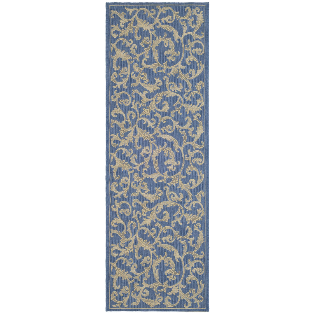 SAFAVIEH Outdoor CY2653-3103 Courtyard Blue / Natural Rug Image 11
