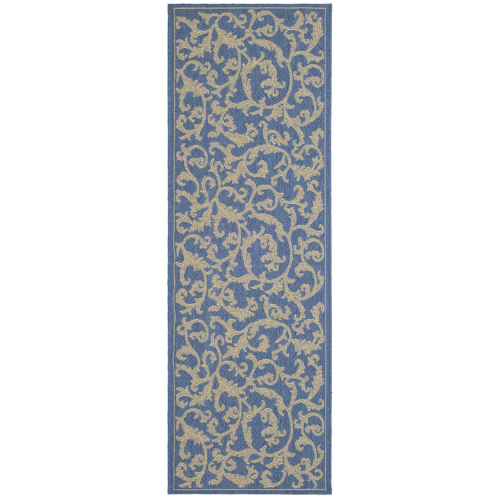 SAFAVIEH Outdoor CY2653-3103 Courtyard Blue / Natural Rug Image 11