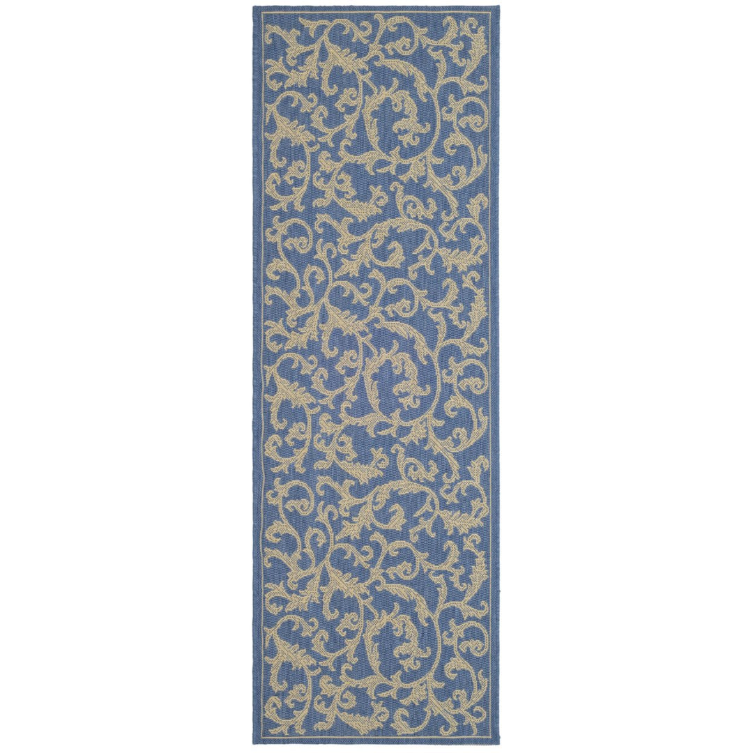 SAFAVIEH Outdoor CY2653-3103 Courtyard Blue / Natural Rug Image 1