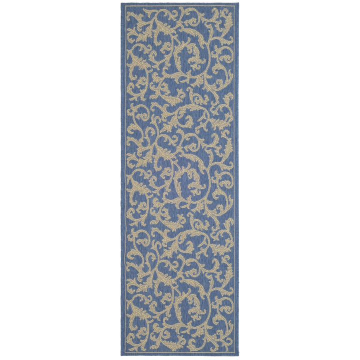 SAFAVIEH Outdoor CY2653-3103 Courtyard Blue / Natural Rug Image 1