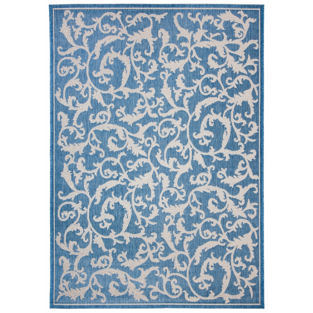 SAFAVIEH Outdoor CY2653-3103 Courtyard Blue / Natural Rug Image 12