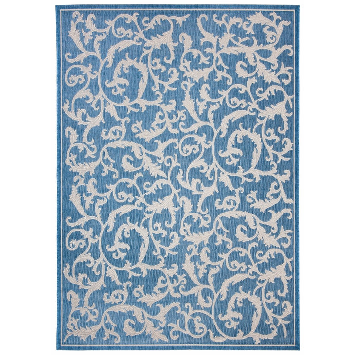 SAFAVIEH Outdoor CY2653-3103 Courtyard Blue / Natural Rug Image 1