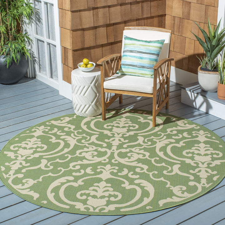 SAFAVIEH Outdoor CY2663-1E06 Courtyard Olive / Natural Rug Image 11