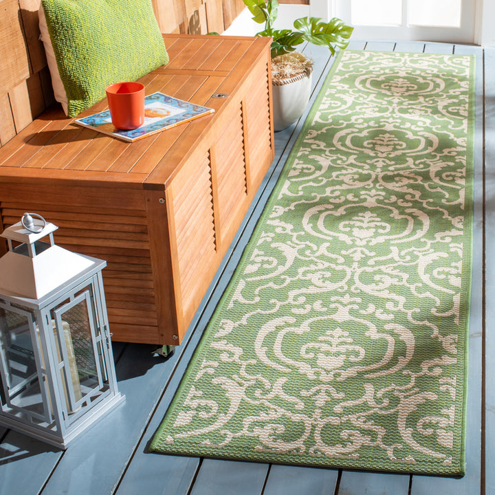 SAFAVIEH Outdoor CY2663-1E06 Courtyard Olive / Natural Rug Image 12