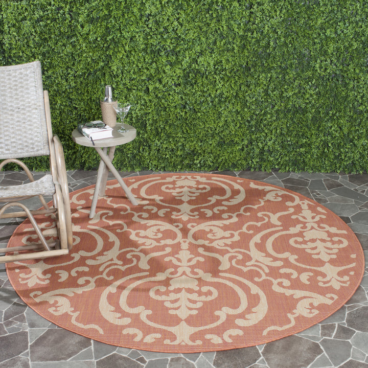 SAFAVIEH Outdoor CY2663-3202 Courtyard Terracotta / Natural Rug Image 12